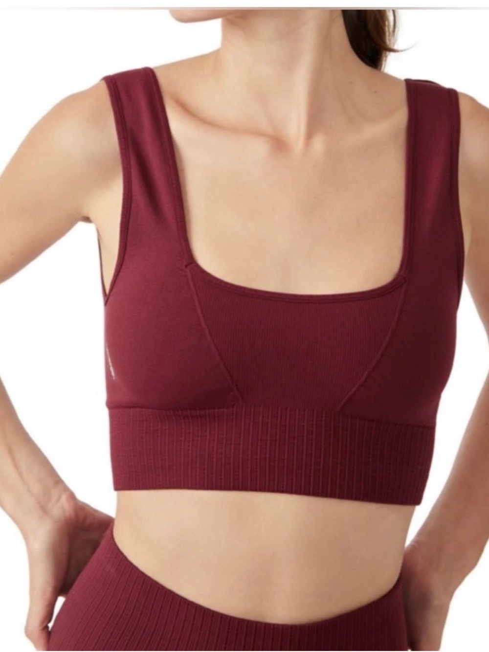 NWOT free people good karma square neck crop- burgundy